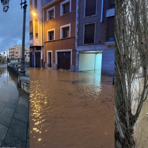 El agua llega a las casas en Aranda de Duero, obliga a cortar el Espolón y pone en alerta a la Ribera